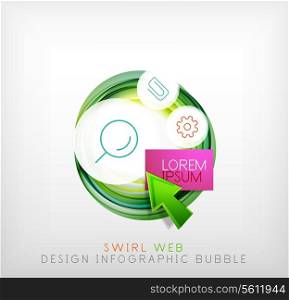 Swirl web design infographic bubble - flat concept. Can be used as web design templates, business illustrations, promotional banners, price tables