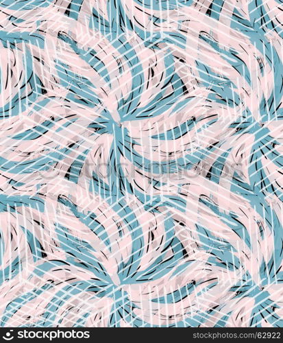 Swirly overlapping stocks with hatched grid.Hand drawn with ink and marker brush seamless background.