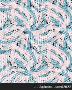 Swirly overlapping stocks with hatched grid.Hand drawn with ink and marker brush seamless background.