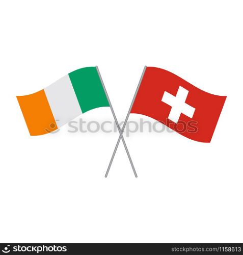 Swiss and Irish flags vector isolated on white background