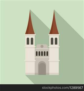 Swiss cathedral icon. Flat illustration of swiss cathedral vector icon for web design. Swiss cathedral icon, flat style