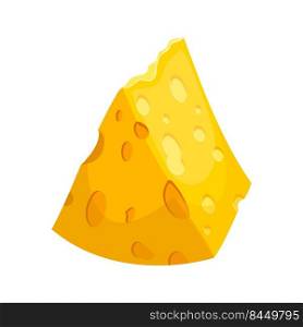 swiss cheese cartoon. emmental piece food, yellow slice, hole block gourmet swiss cheese vector illustration. swiss cheese cartoon vector illustration