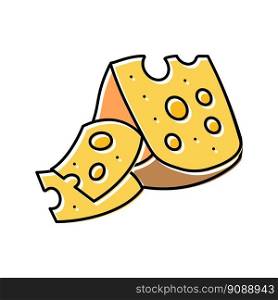 swiss cheese food slice color icon vector. swiss cheese food slice sign. isolated symbol illustration. swiss cheese food slice color icon vector illustration