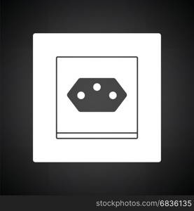 Swiss electrical socket icon. Black background with white. Vector illustration.