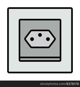 Swiss Electrical Socket Icon. Editable Bold Outline With Color Fill Design. Vector Illustration.
