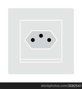 Swiss Electrical Socket Icon. Flat Color Design. Vector Illustration.