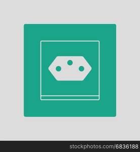 Swiss electrical socket icon. Gray background with green. Vector illustration.