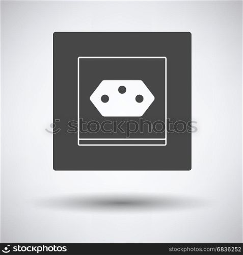 Swiss electrical socket icon on gray background, round shadow. Vector illustration.