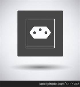 Swiss electrical socket icon on gray background, round shadow. Vector illustration.