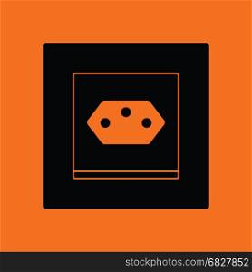 Swiss electrical socket icon. Orange background with black. Vector illustration.