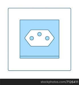 Swiss Electrical Socket Icon. Thin Line With Blue Fill Design. Vector Illustration.