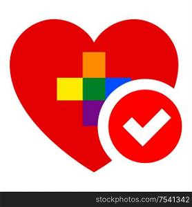 Swiss LGBT flag in heart shape, vector illustration for your design. flag in heart shape, vector illustration for your design