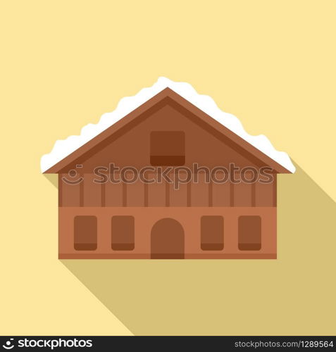 Swiss mountain cabana icon. Flat illustration of swiss mountain cabana vector icon for web design. Swiss mountain cabana icon, flat style