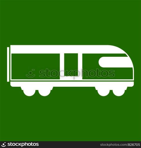 Swiss mountain train icon white isolated on green background. Vector illustration. Swiss mountain train icon green