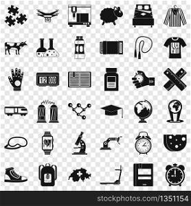 Swiss science icons set. Simple style of 36 swiss science vector icons for web for any design. Swiss science icons set, simple style