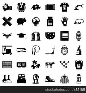 Swiss science icons set. Simple style of 36 swiss science vector icons for web isolated on white background. Swiss science icons set, simple style