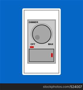 Switch dimmer light electric vector icon. Wall control energy power button white. Home device round regulation bright