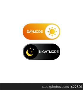 Switch on off day and night icon flat. Dark and light on off button for web, mobile on isolated white background. EPS 10 vector. Switch on off day and night icon flat. Dark and light on off button for web, mobile on isolated white background. EPS 10 vector.