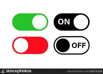 Switch toggle buttons ON OFF. Vector isolated web elements. Mobile app interface switch buttons and icon. Stock vector. EPS 10 