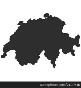 Switzerland country outline dark silhouette map national borders, country shape