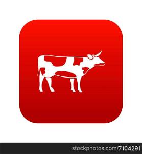 Switzerland cow icon digital red for any design isolated on white vector illustration. Switzerland cow icon digital red
