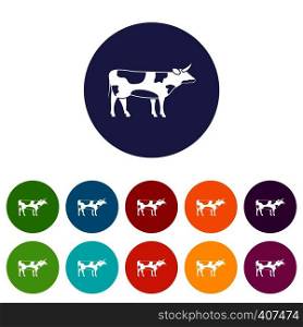 Switzerland cow set icons in different colors isolated on white background. Switzerland cow set icons