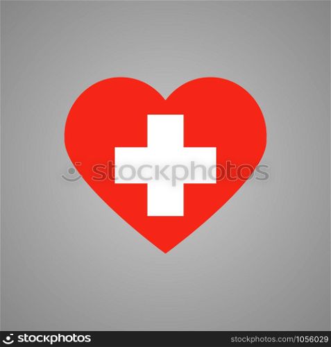 switzerland flag heart sign icon. Vector eps10