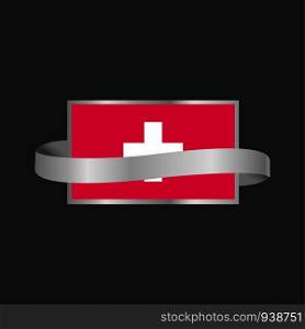 Switzerland flag Ribbon banner design
