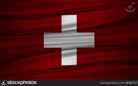 Switzerland flag vector. Vector flag of Switzerland blowig in the wind. EPS 10.