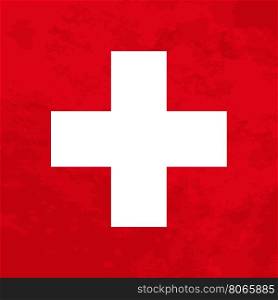 Switzerland flag with grunge texture. True proportions Switzerland flag with grunge texture