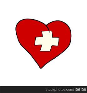 Switzerland heart, Patriotic symbol. Comic cartoon style pop art illustration vector retro. Switzerland heart, Patriotic symbol