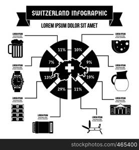 Switzerland infographic banner concept. Simple illustration of Switzerland infographic vector poster concept for web. Switzerland infographic concept, simple style