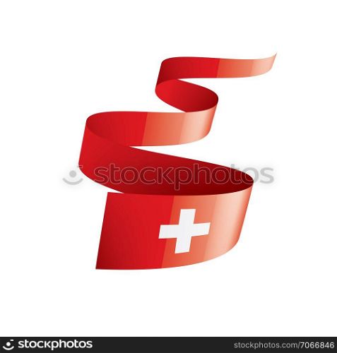 Switzerland national flag, vector illustration on a white background. Switzerland flag, vector illustration on a white background
