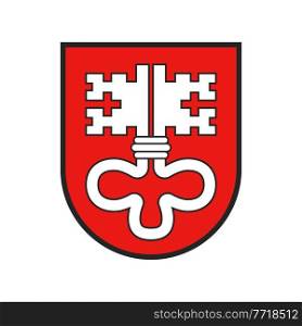 Switzerland, Swiss canton flag or Schweiz crest heraldry of city state, vector icon. Swiss canton symbol and coat of arms of Nidwalden, national heraldic sign on shield with key emblem. Switzerland, Swiss canton flag, Schweiz heraldry