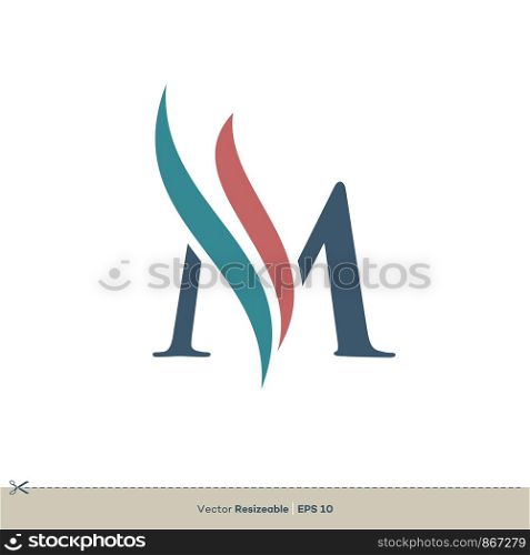 Swoosh M Letter Logo Template Illustration Design. Vector EPS 10.