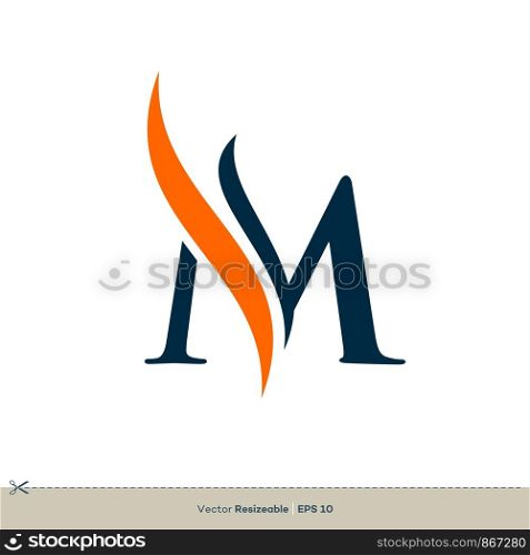 Swoosh M Letter Logo Template Illustration Design. Vector EPS 10.