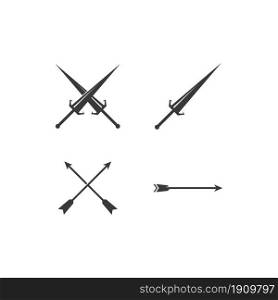 Sword and bow illustration logo vector flat design
