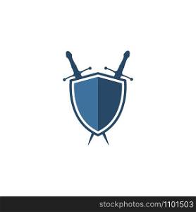 sword and shield logo vector design template