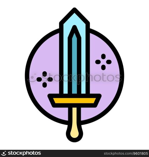 Sword app icon outline vector. Pc online. Game sport color flat. Sword app icon vector flat