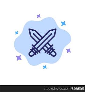 Sword, Fencing, Sports, Weapon Blue Icon on Abstract Cloud Background