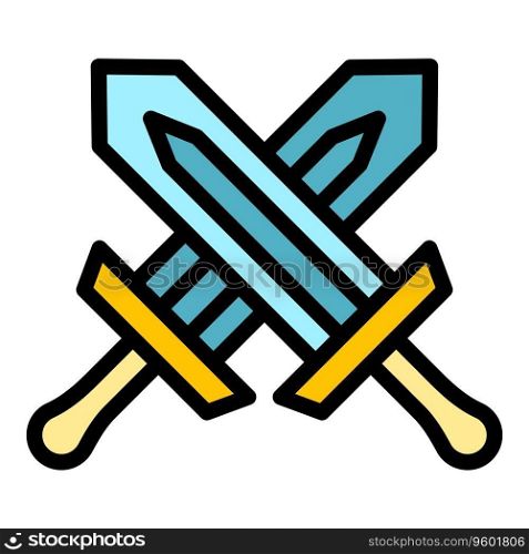 Sword game icon outline vector. Pc online. Sport app color flat. Sword game icon vector flat