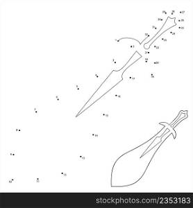 Sword Icon Dot To Dot, Weapon Icon, Dagger, Knife Vector Art Illustration