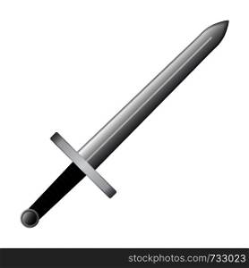 Sword Icon isolated on white background with Black Leather Handle. Vector illustration for Your Design, Web.