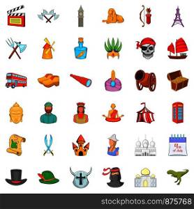 Sword icons set. Cartoon style of 36 sword vector icons for web isolated on white background. Sword icons set, cartoon style