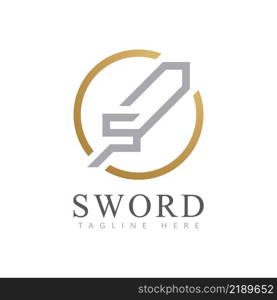 Sword Logo icon with A letter initial logotype vector