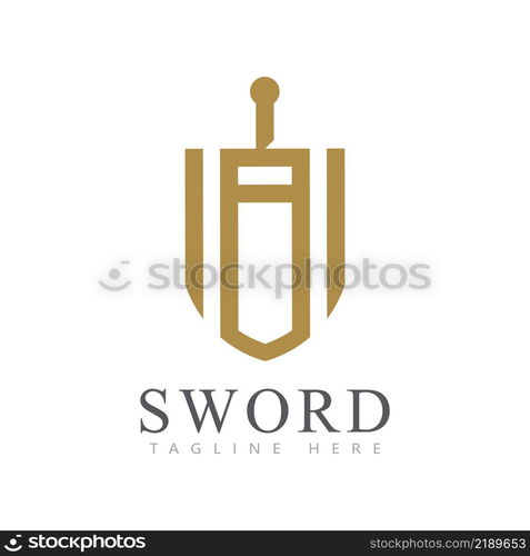 Sword Logo icon with A letter initial logotype vector