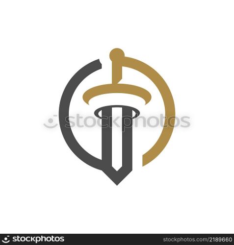 Sword Logo icon with T letter initial logotype vector