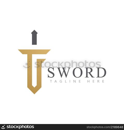 Sword Logo icon with TF letter initial logotype vector