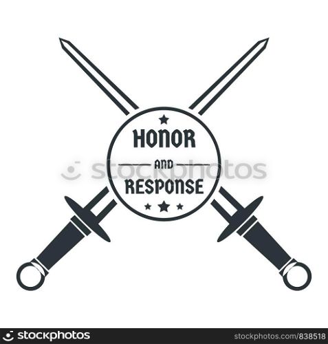 Sword logo. Simple illustration of sword vector logo for web. Sword logo, simple gray style