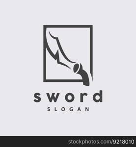 Sword Logo, War Weapon Line Simple Design, Vector, Symbol Template Icon